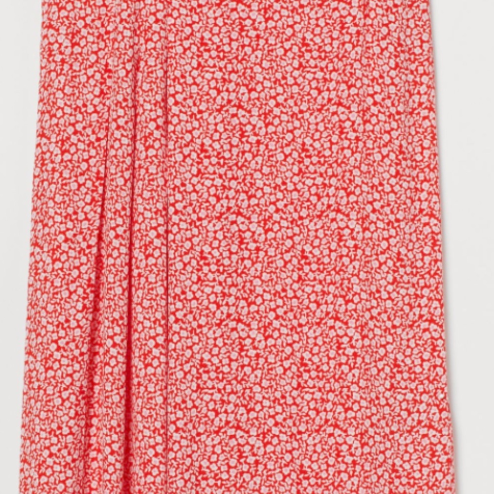 H&M Red Floral Skirt W/Slit